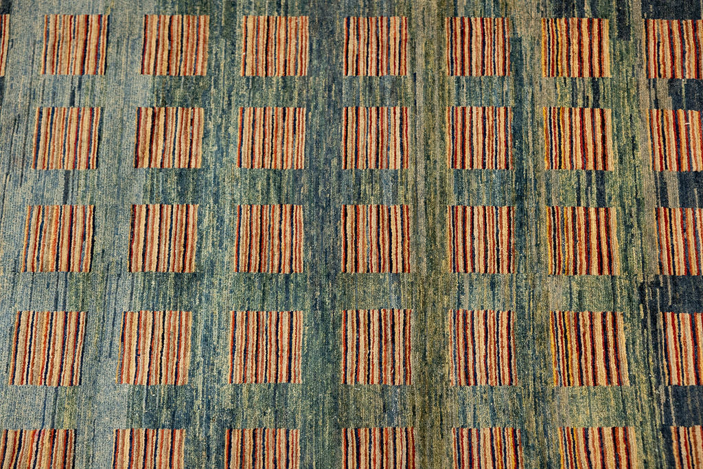 Green Modern Gabbeh Wool Rug 259cm x 192cm