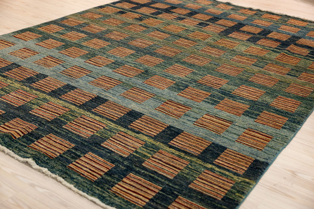 Green Modern Gabbeh Wool Rug 259cm x 192cm