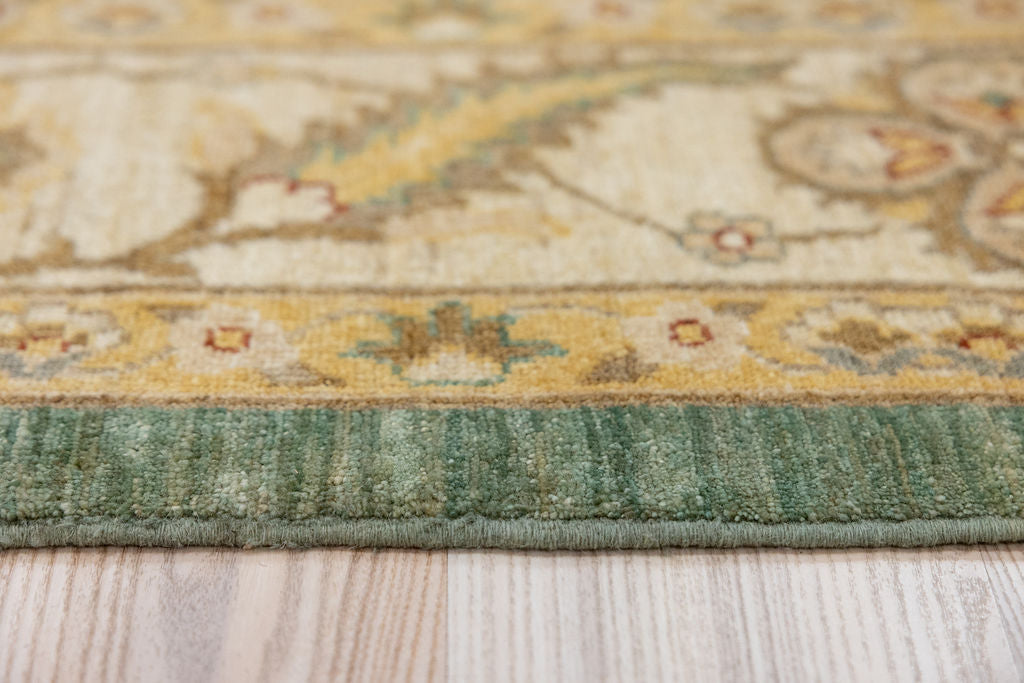 Green Gold Afghan Chobi Wool Rug 297cm x 200cm