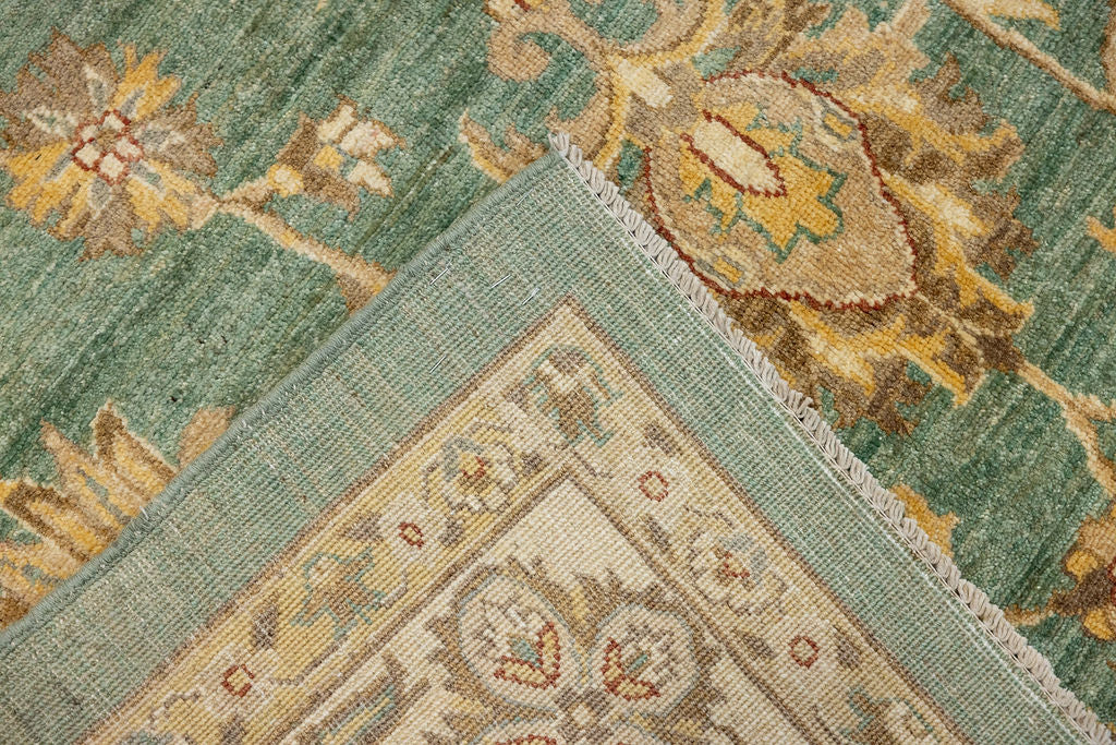 Green Gold Afghan Chobi Wool Rug 297cm x 200cm