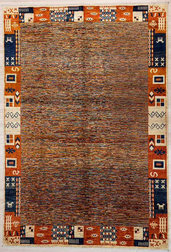 Terracotta Stripi Gabbeh Wool Rug 292cm x 201cm