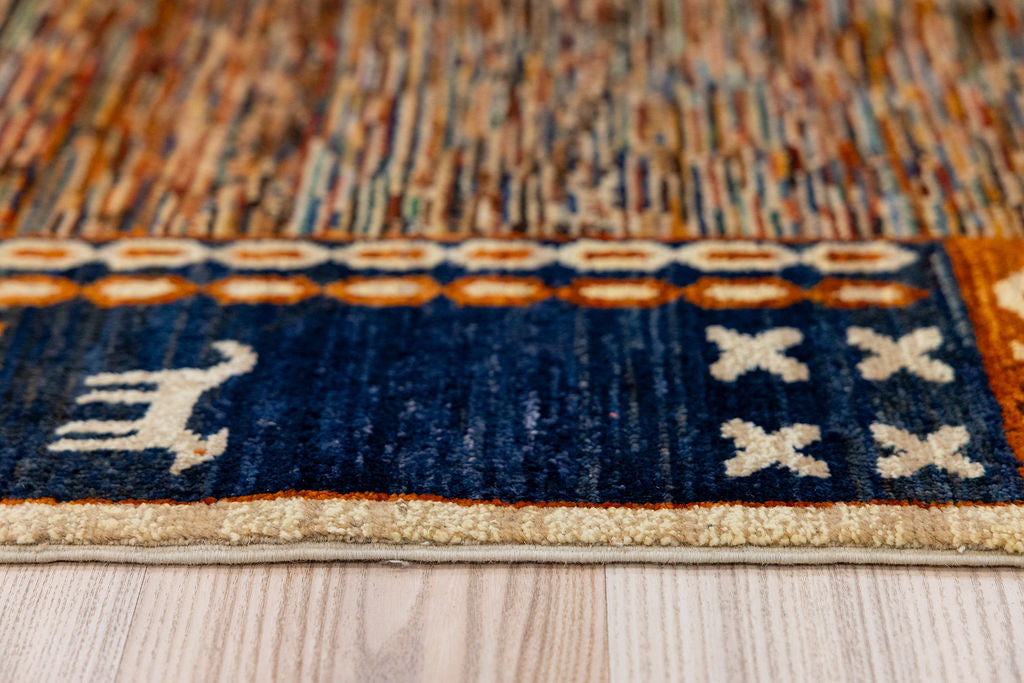 Terracotta Stripi Gabbeh Wool Rug 292cm x 201cm