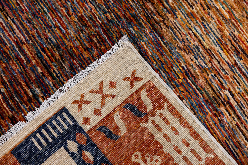 Terracotta Stripi Gabbeh Wool Rug 292cm x 201cm