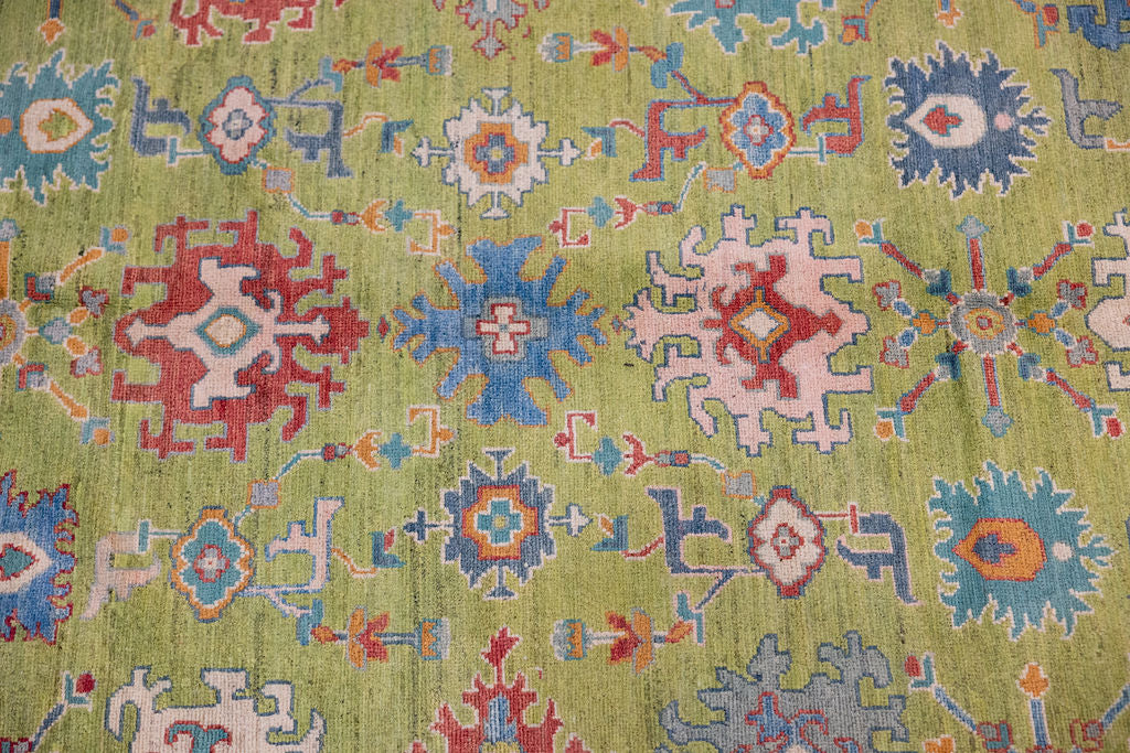 Lime Green Afghan Oushak Chobi Wool Rug 300cm x 248cm