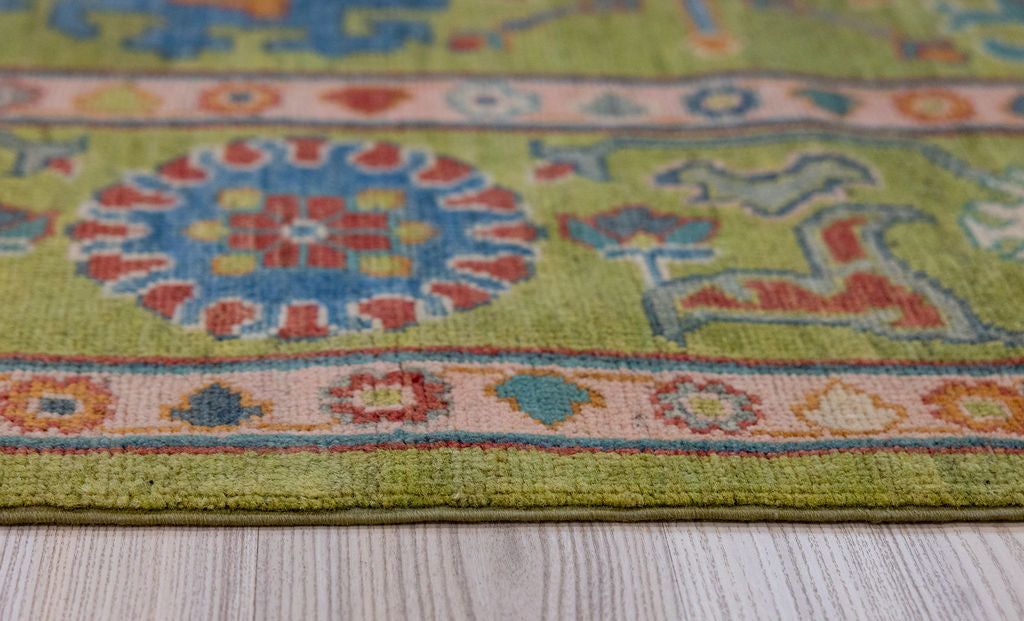 Lime Green Afghan Oushak Chobi Wool Rug 300cm x 248cm