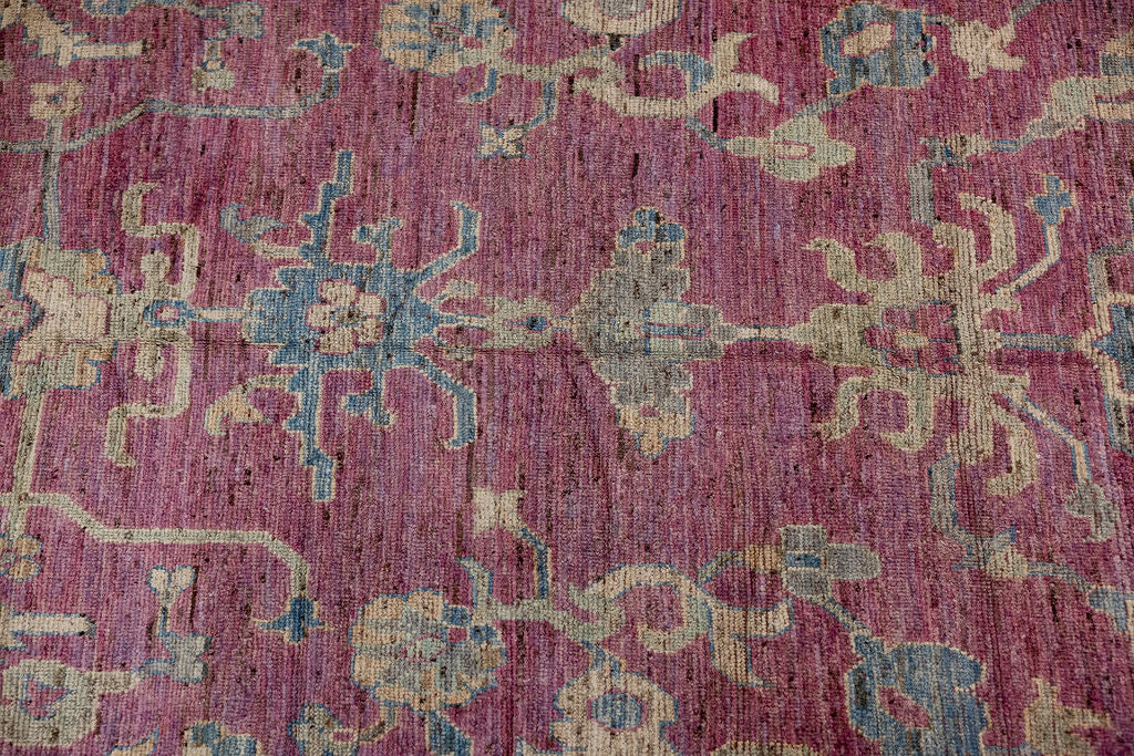Pink Raspberry Afghan Oushak Chobi Wool Rug 293cm x 240cm