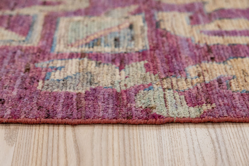 Pink Raspberry Afghan Oushak Chobi Wool Rug 293cm x 240cm