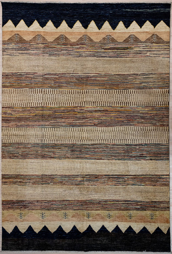 Cream Modern Gabbeh Wool Rug 294cm x 199cm