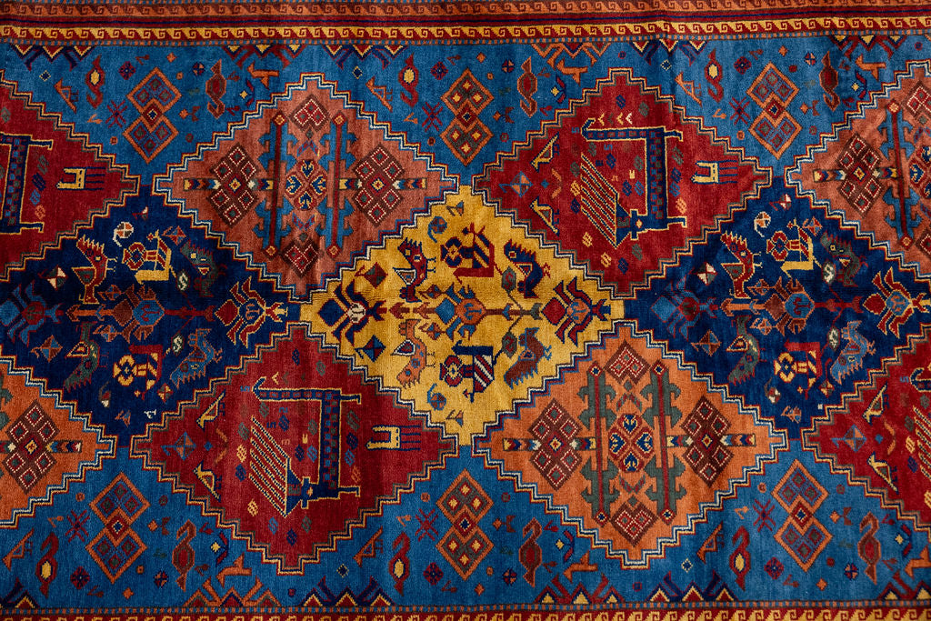 Fine Pictorial Afghan Super Kazak Wool Rug 277cm x 180cm