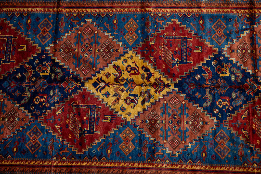Fine Pictorial Afghan Super Kazak Wool Rug 292cm x 178cm