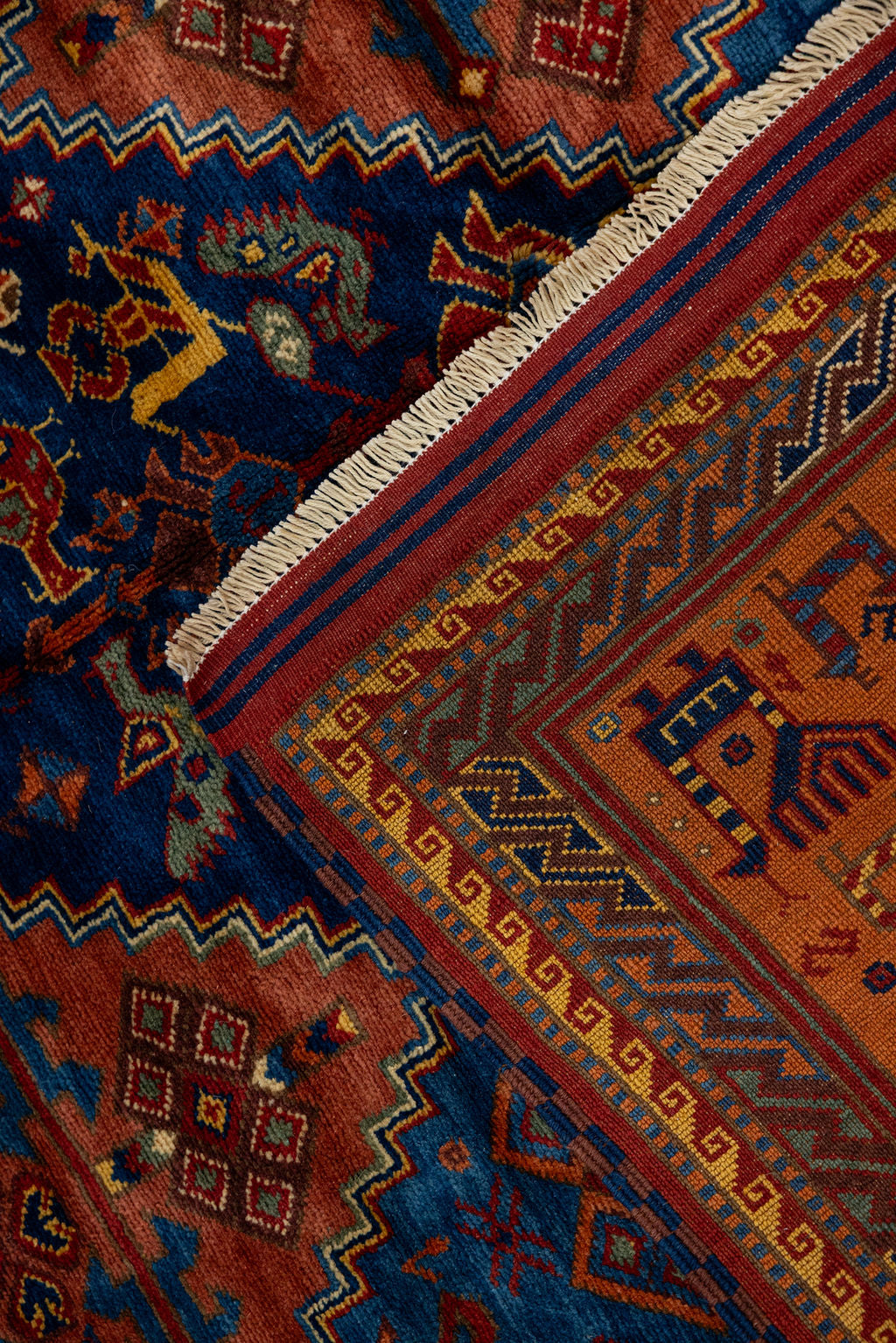 Fine Pictorial Afghan Super Kazak Wool Rug 292cm x 178cm