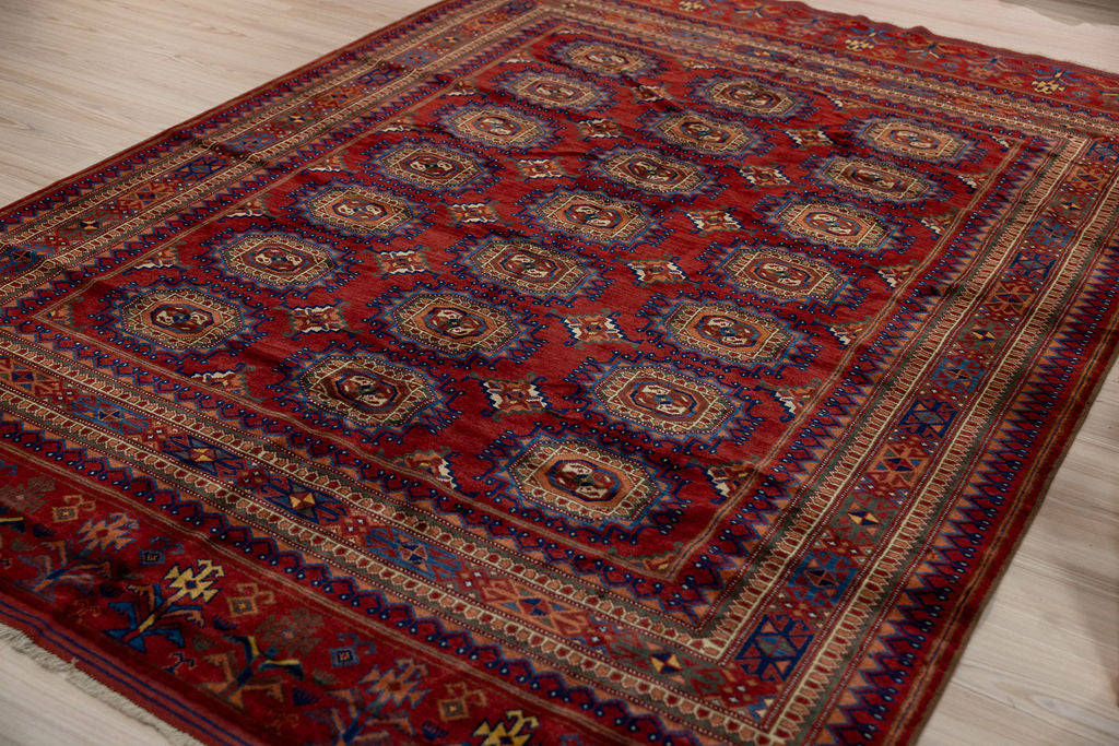 Red Afghan Kundus Wool Rug 260cm x 173cm