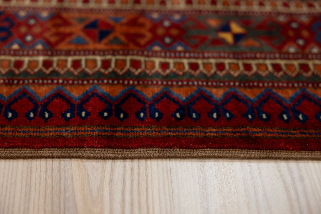 Red Afghan Kundus Wool Rug 260cm x 173cm