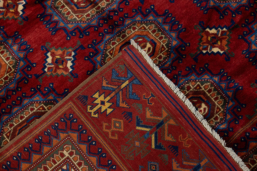 Red Afghan Kundus Wool Rug 260cm x 173cm
