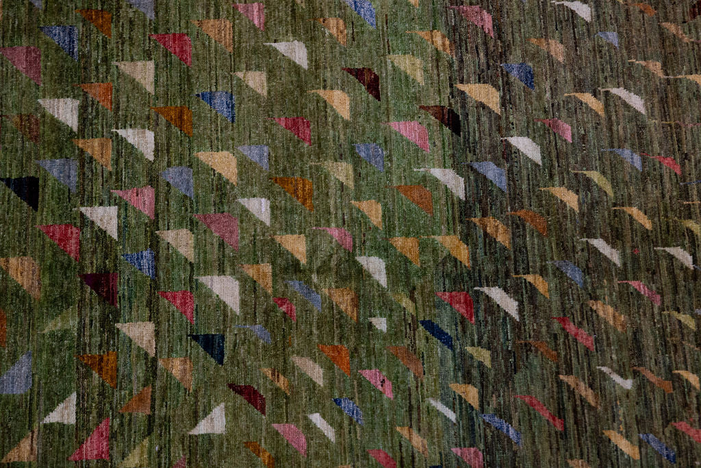 Green Modern Afghan Gabbeh Chobi Wool Rug 188cm x 144cm
