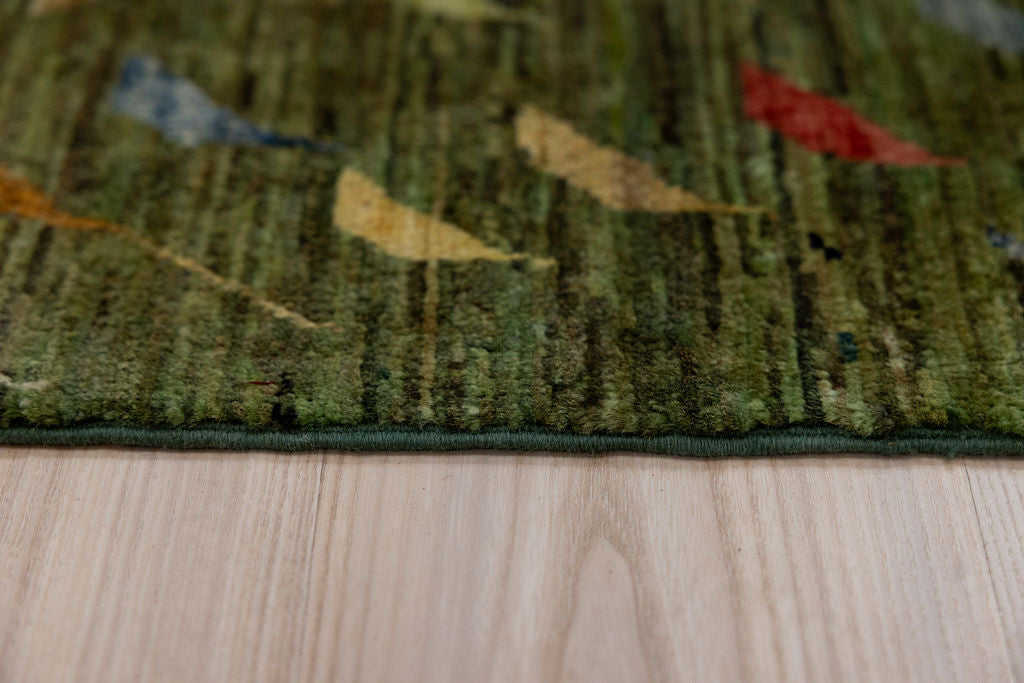 Green Modern Afghan Gabbeh Chobi Wool Rug 188cm x 144cm