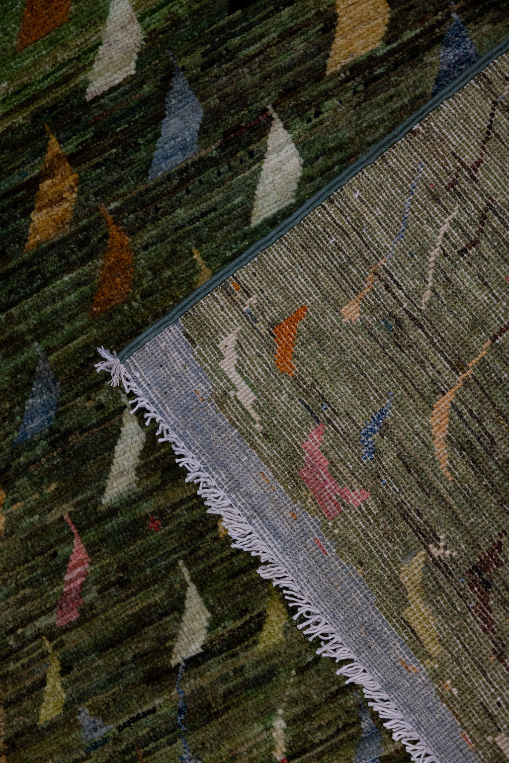 Green Modern Afghan Gabbeh Chobi Wool Rug 188cm x 144cm
