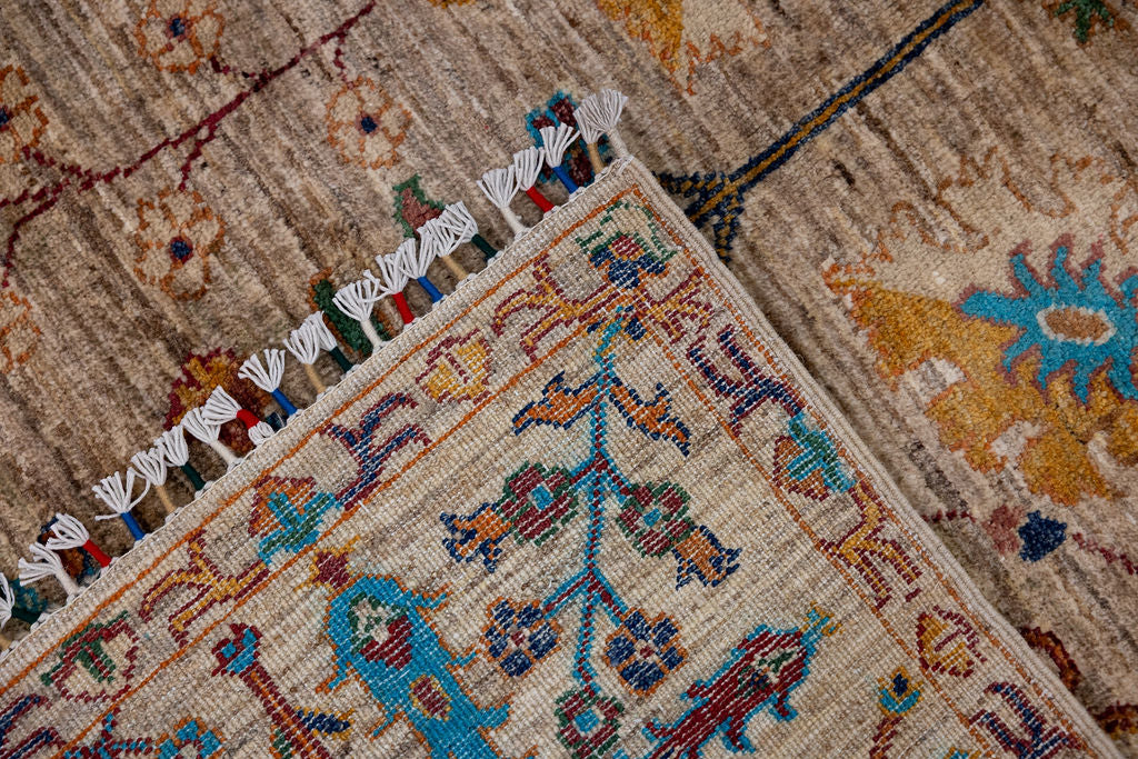 Taupe Afghan Chobi Wool Rug 196cm x 148cm