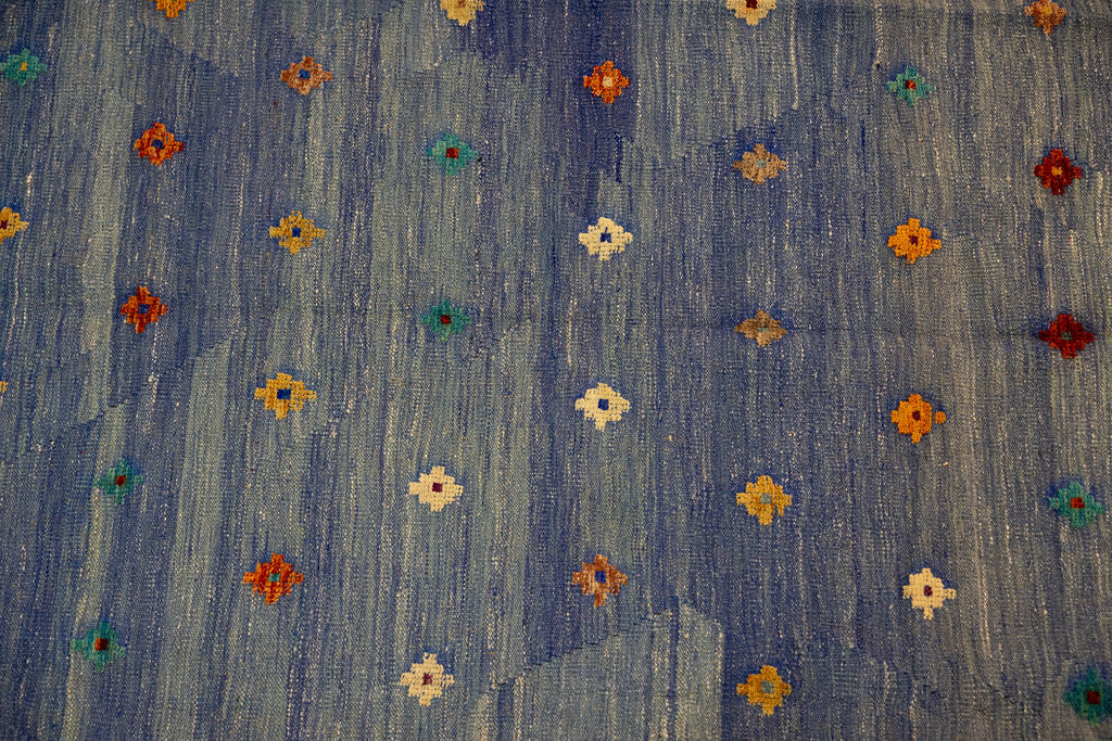 Blue Barjasta Afghan Wool Kilim 194cm x 161cm
