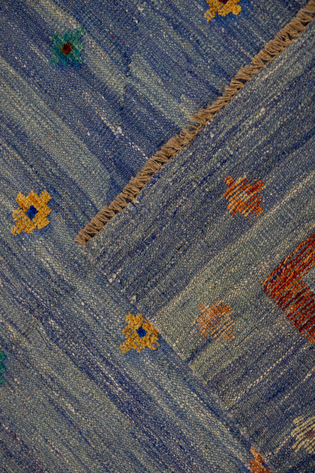 Blue Barjasta Afghan Wool Kilim 194cm x 161cm