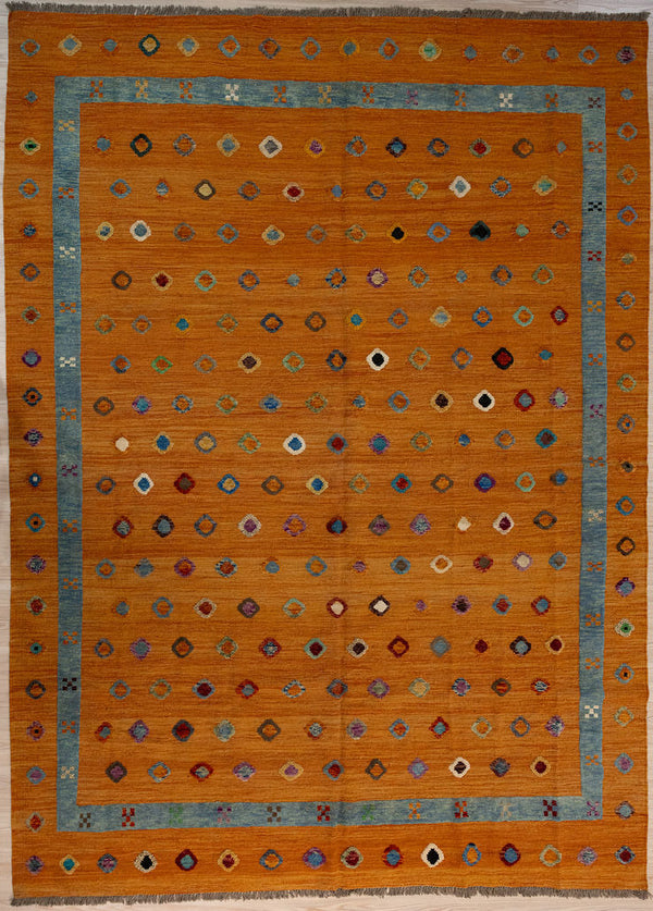 Large Orange Terracotta Barjasta Afghan Wool Kilim 342cm x 259cm
