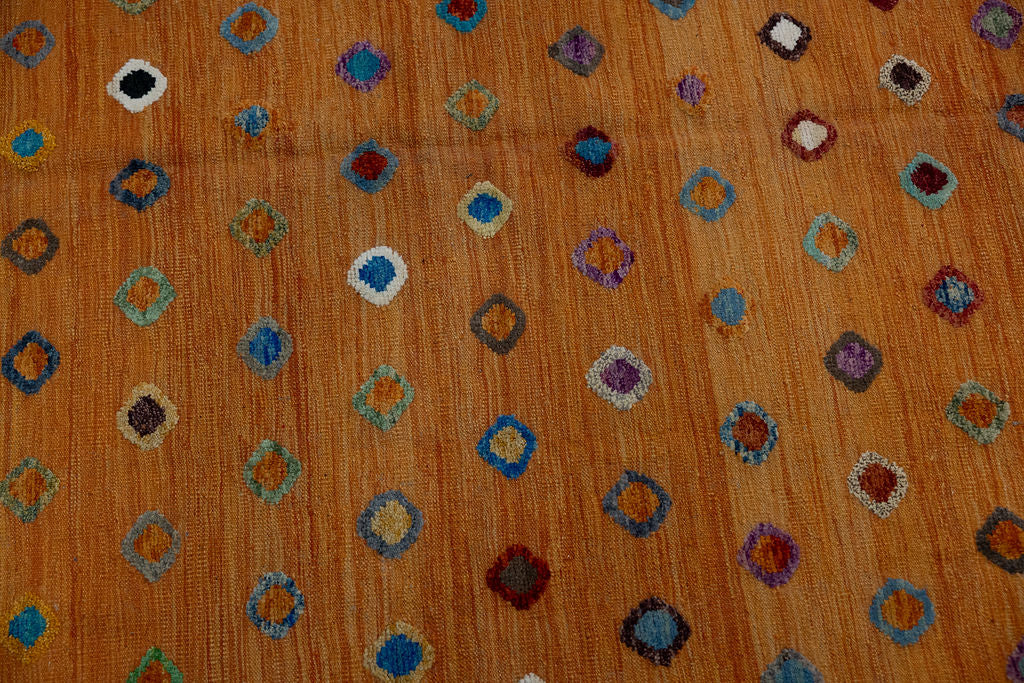 Burnt Orange Barjasta Afghan Wool Kilim 291cm x 207cm