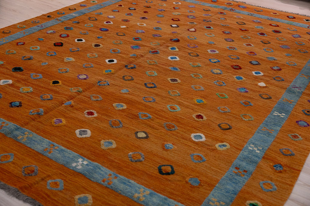 Large Orange Terracotta Barjasta Afghan Wool Kilim 342cm x 259cm