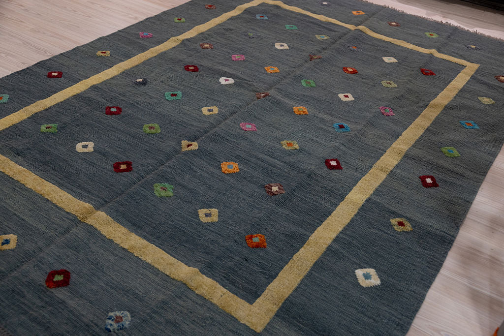 Charcoal Barjasta Afghan Wool Kilim 297cm x 203cm