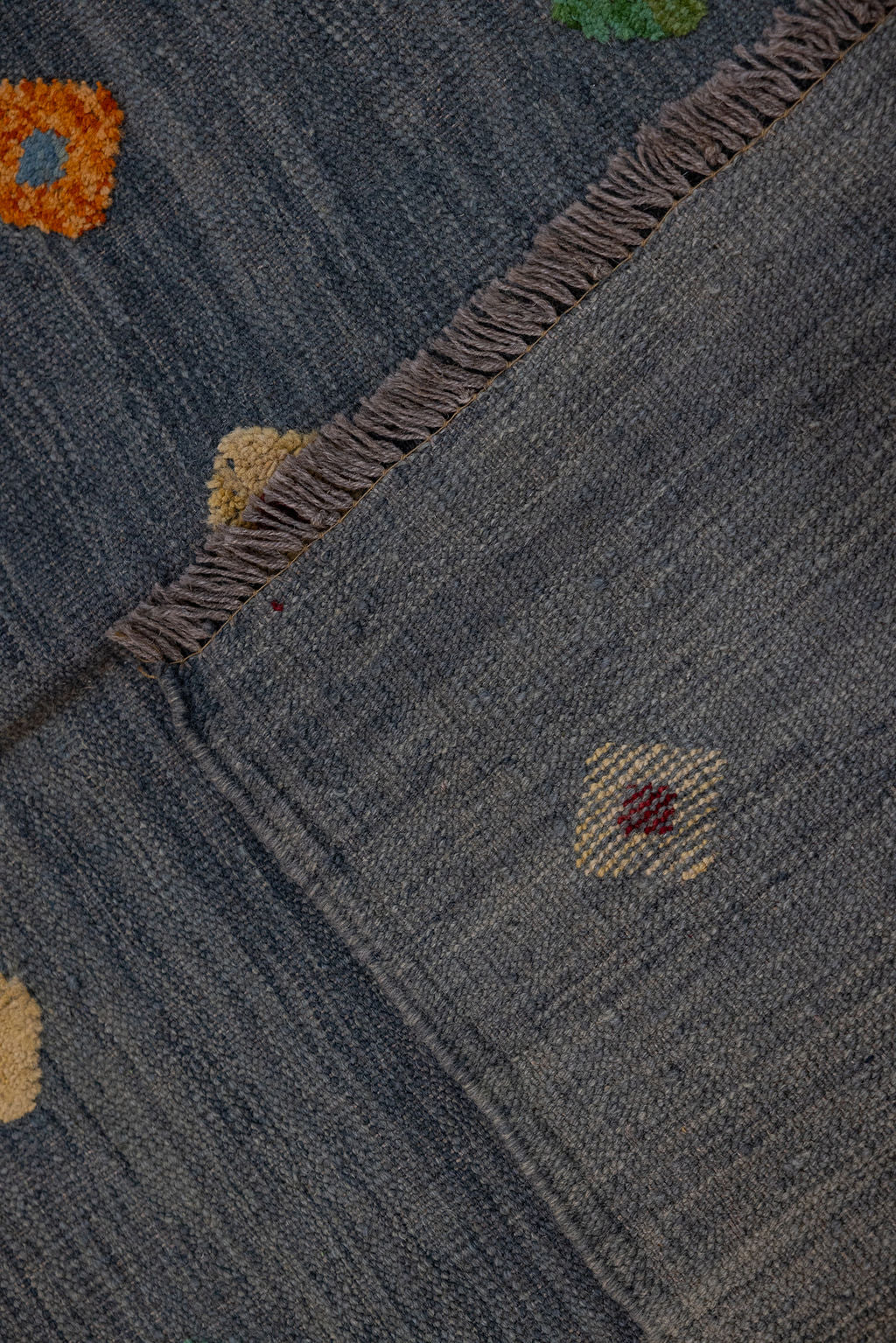 Charcoal Barjasta Afghan Wool Kilim 297cm x 203cm