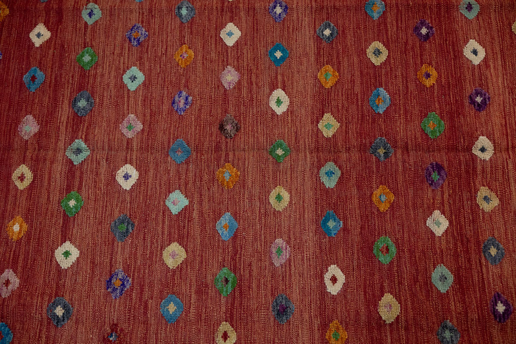Burnt Orange Barjasta Afghan Wool Kilim 291cm x 207cm