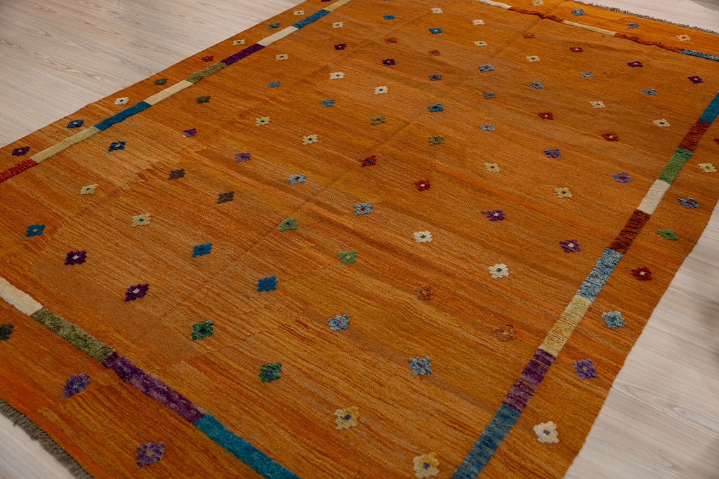 Orange Terracotta Barjasta Afghan Wool Kilim 291cm x 200cm