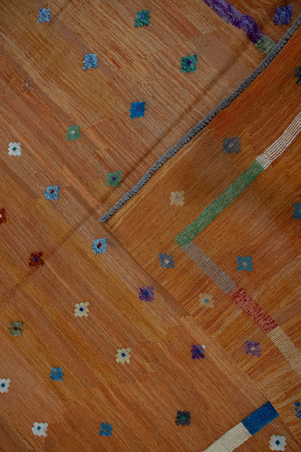 Orange Terracotta Barjasta Afghan Wool Kilim 291cm x 200cm