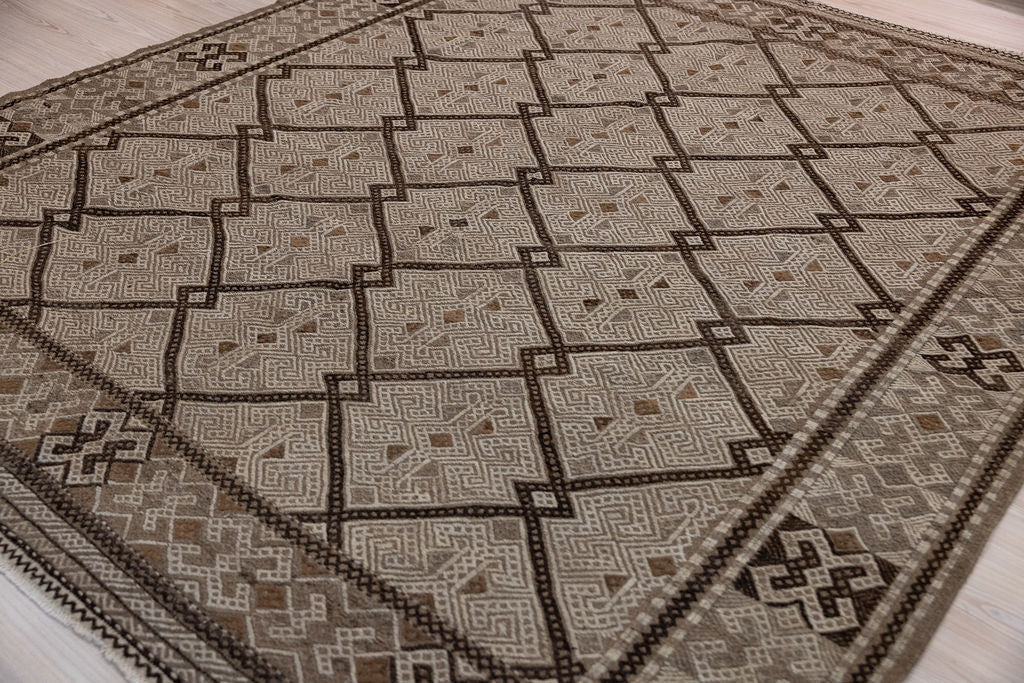 Earthy Persian Sumak Wool Rug 296cm x 247cm