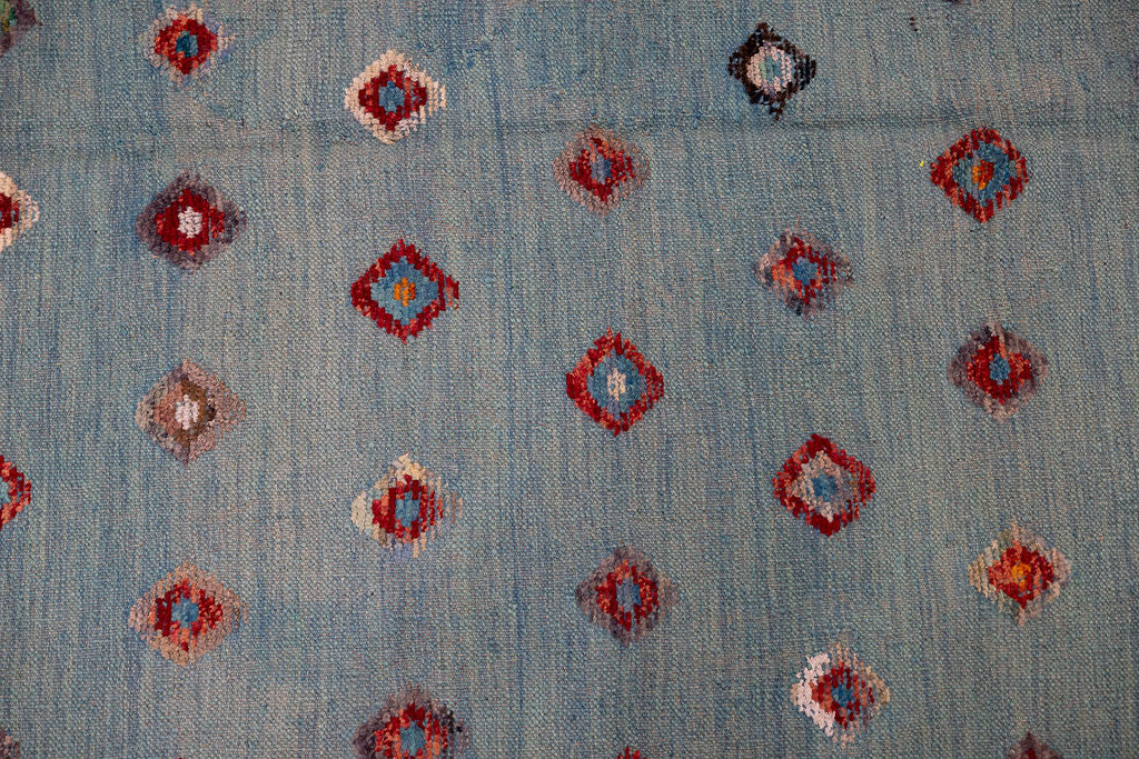 Blue Barjasta Afghan Wool Kilim 194cm x 161cm
