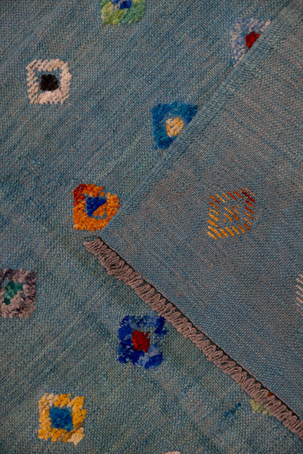 Turquoise Blue Barjasta Afghan Wool Kilim 197cm x 148cm