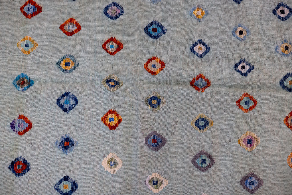 Light Green Barjasta Afghan Wool Kilim 196cm x 159cm
