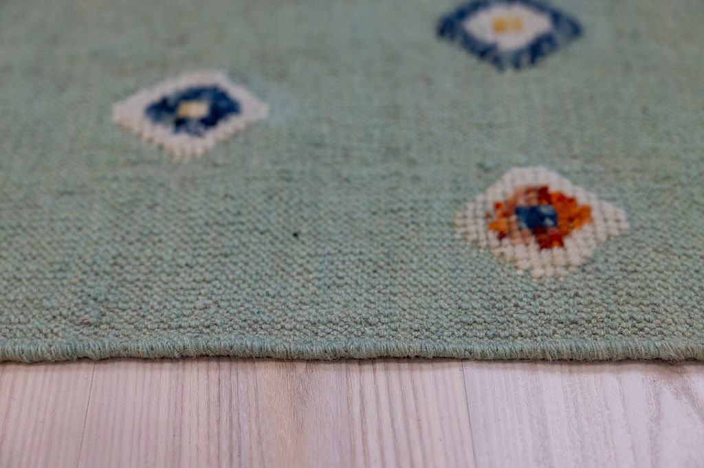 Light Green Barjasta Afghan Wool Kilim 196cm x 159cm