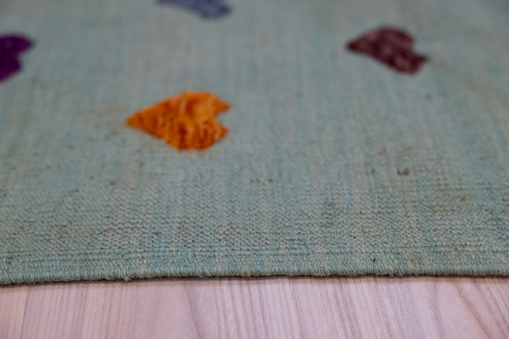 Light Blue Barjasta Afghan Wool Kilim 200cm x 150cm
