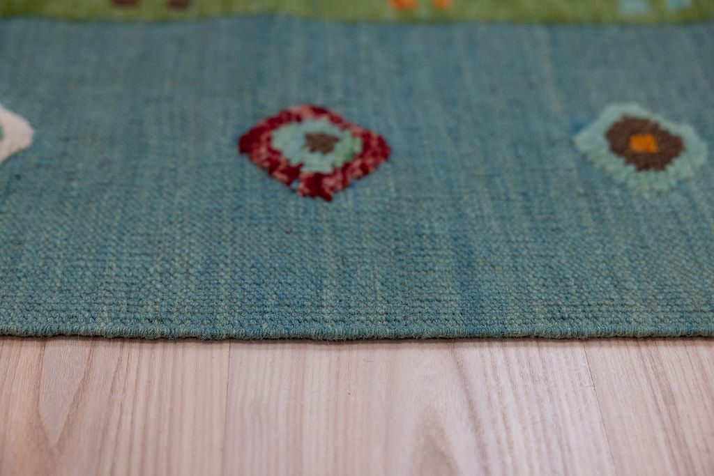 Blue Barjasta Afghan Wool Kilim 196cm x 148cm