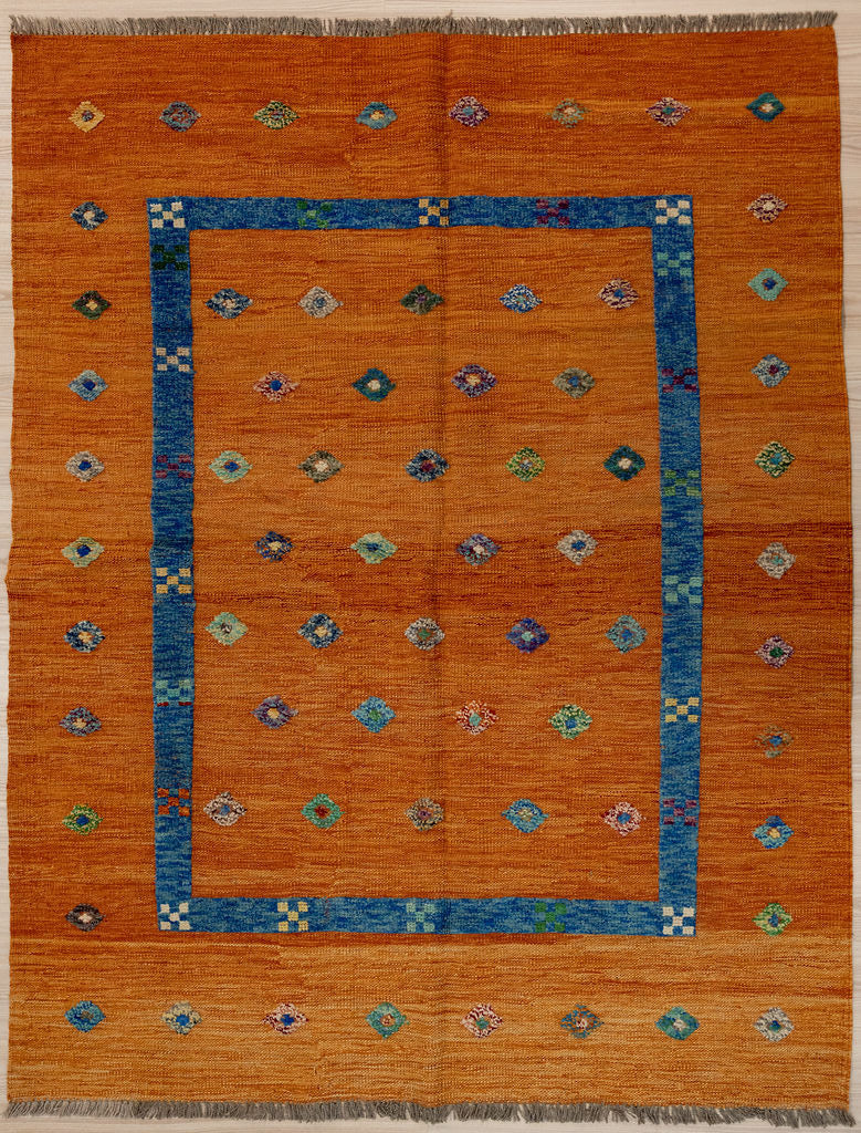 Orange Barjasta Afghan Wool Kilim  198cm x 158cm