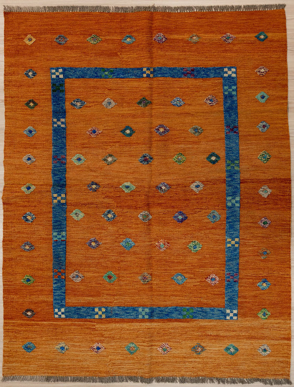 Orange Barjasta Afghan Wool Kilim  198cm x 158cm