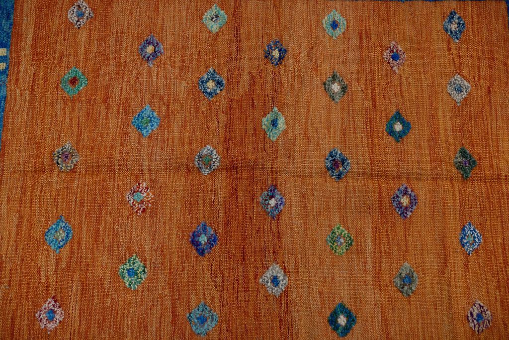 Orange Barjasta Afghan Wool Kilim  198cm x 158cm