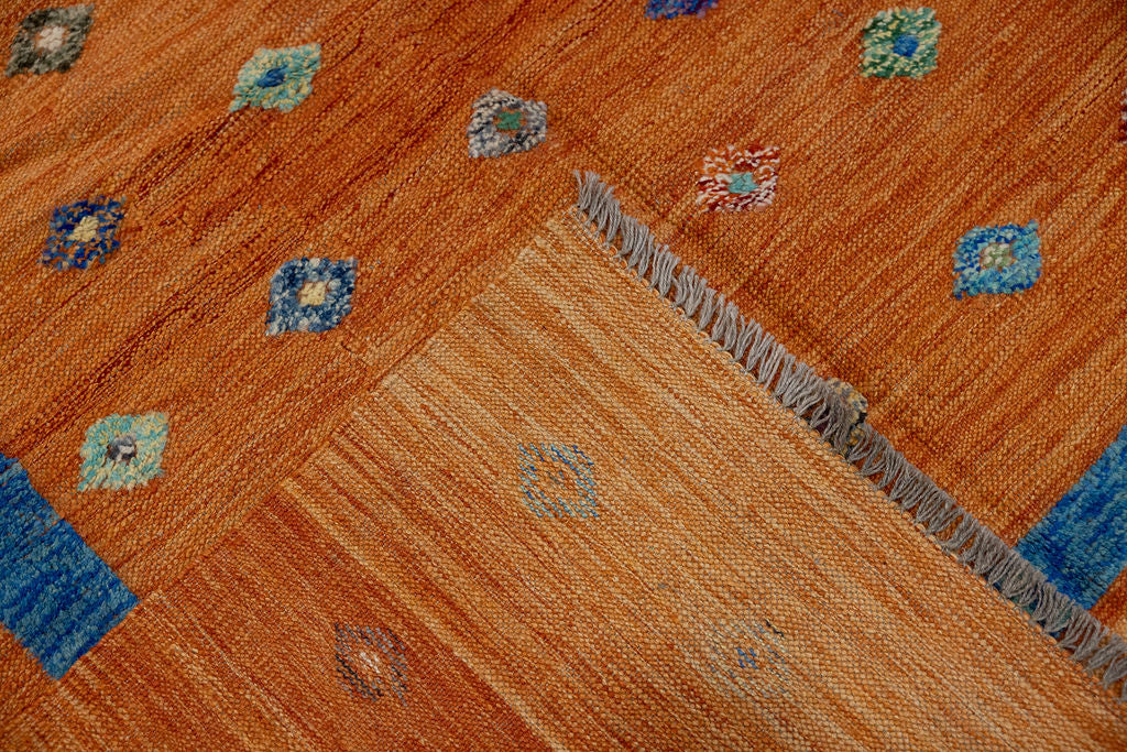 Orange Barjasta Afghan Wool Kilim  198cm x 158cm