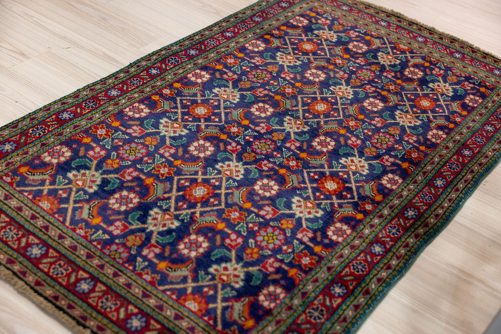 Navy Persian Hamadan Wool Rug 163cm x 92cm