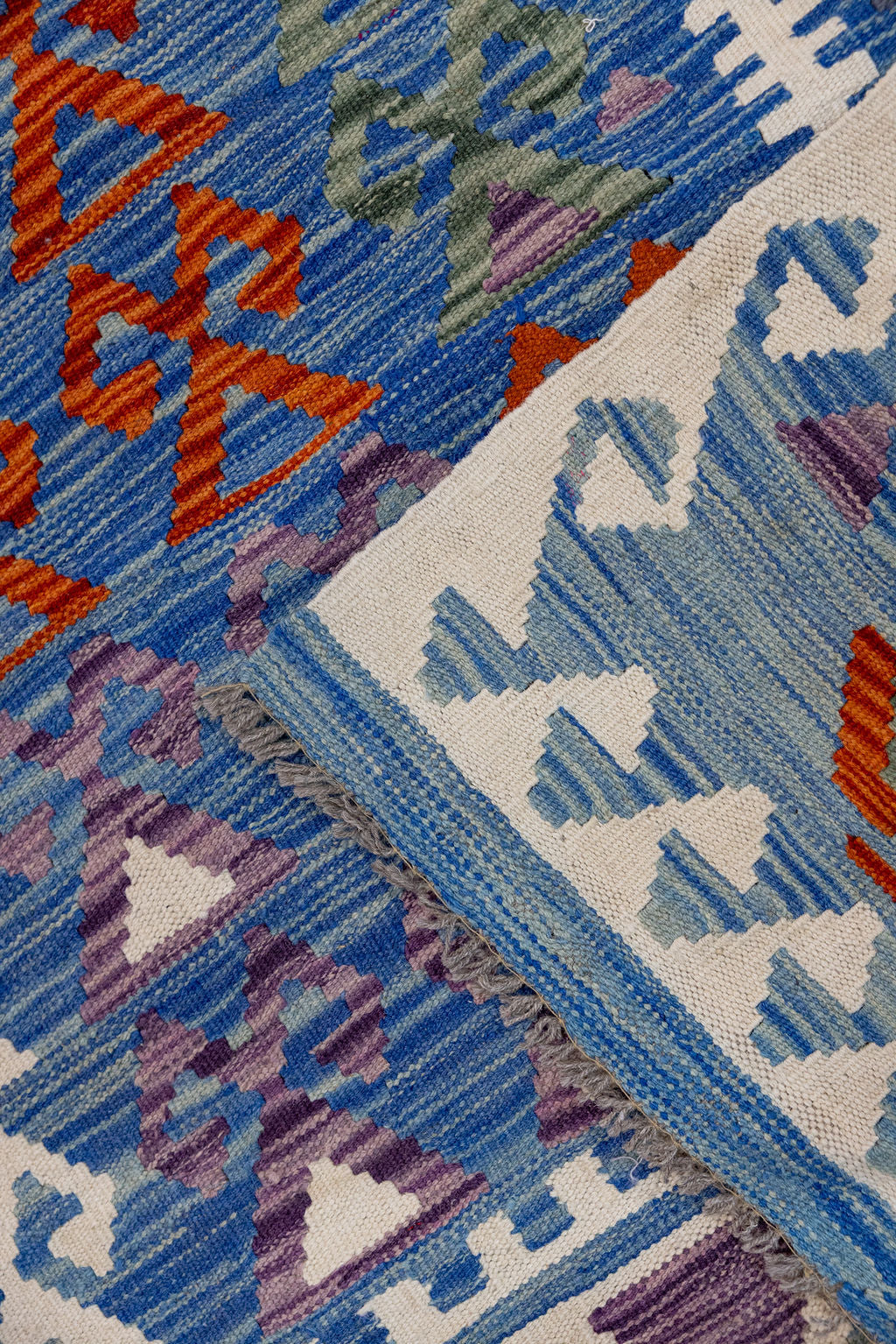 Blue Rare Afghan Boho Wool Kilim 294cm x 242cm