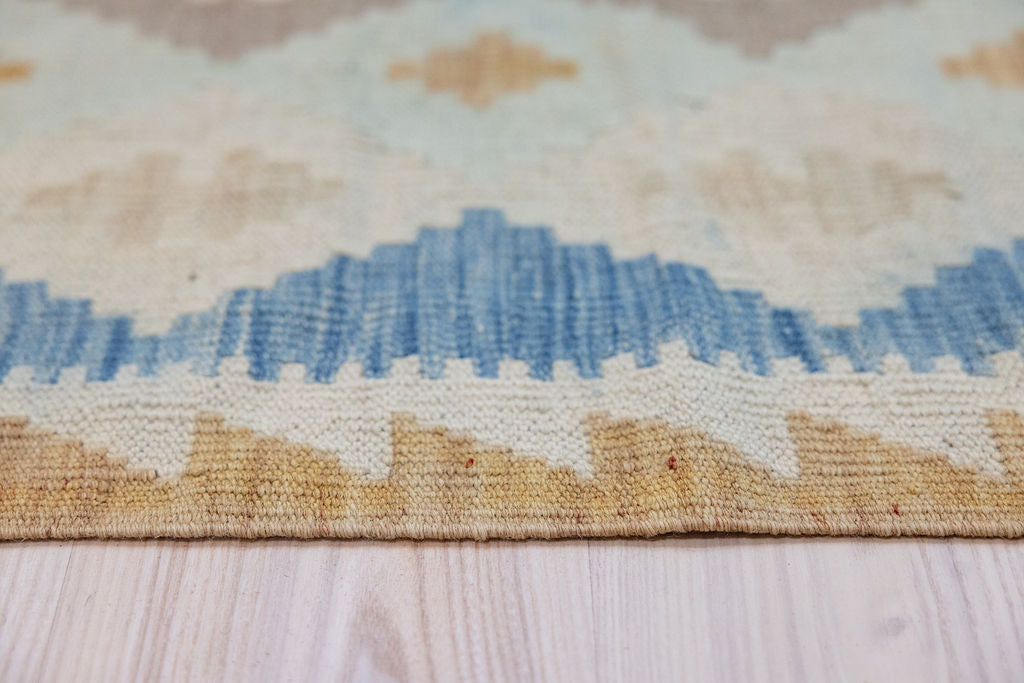 Muted Afghan Boho Wool Kilim Runner 249cm x 73cm