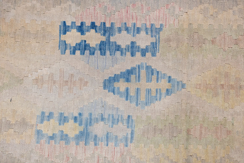 Muted Afghan Boho Wool Kilim Runner 300cm x 76cm