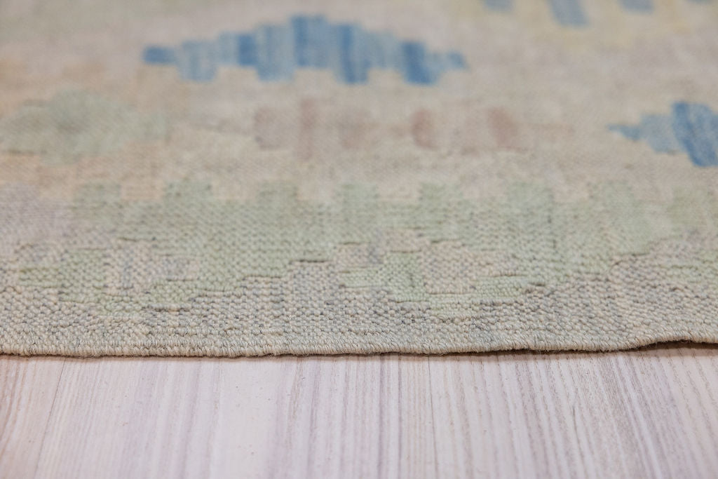 Muted Afghan Boho Wool Kilim Runner 300cm x 76cm