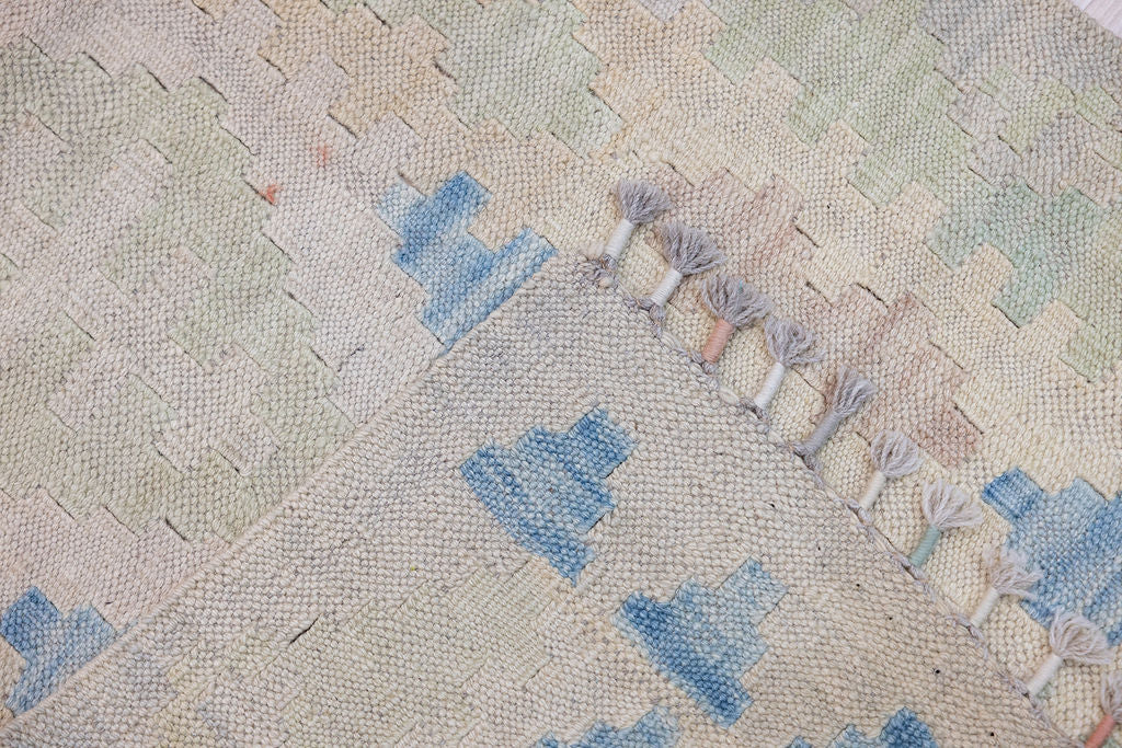 Muted Afghan Boho Wool Kilim Runner 300cm x 76cm