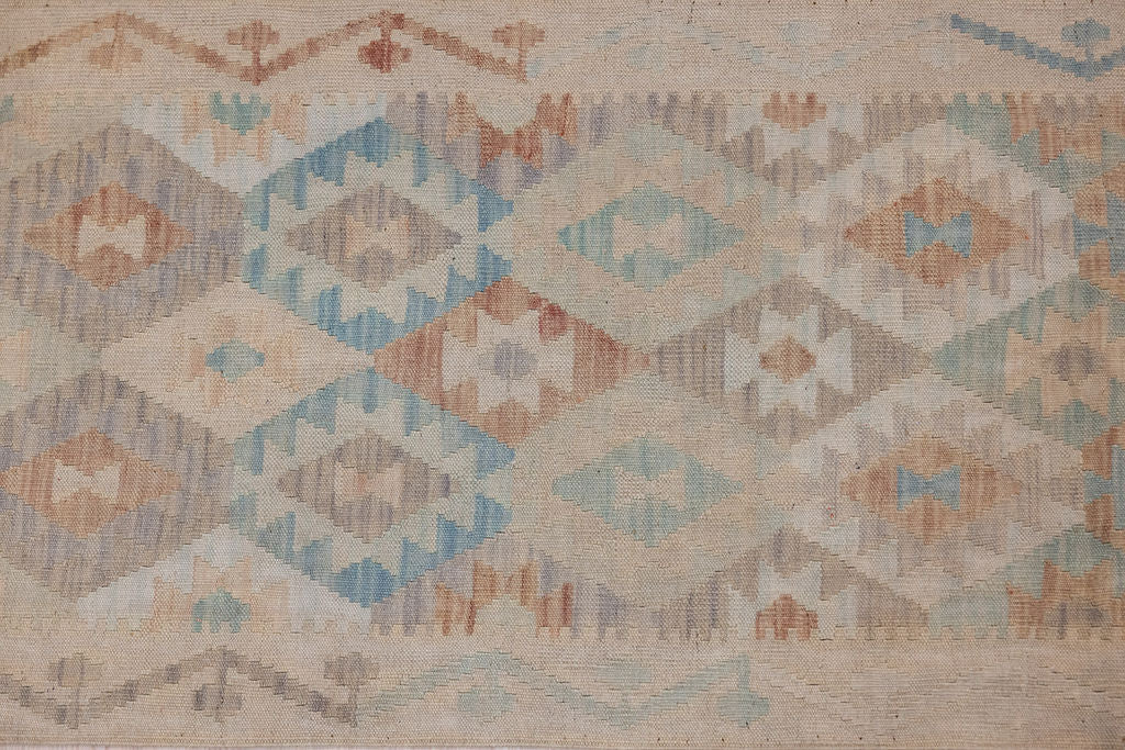 Muted Afghan Boho Wool Kilim Runner 249m x 78cm